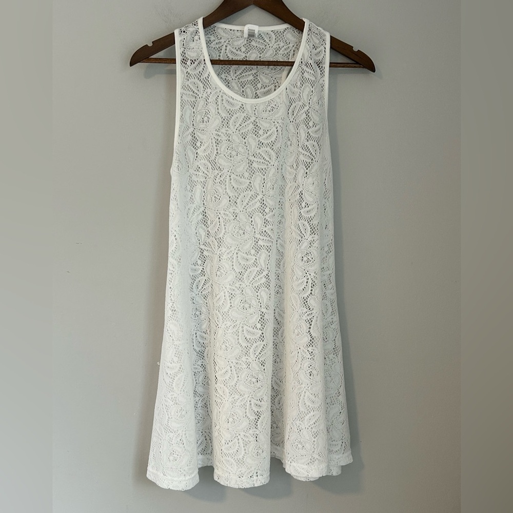West Loop White Lace Swim Coverup